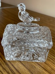 4x5 Rare German Lead Crystal Bird Box Trinkets Jewelry
