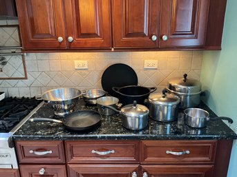 Large Lot Of Pots And Pans Strainer And More Great Lot - See Photos