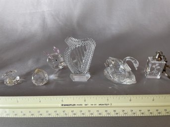 Tiny Beauties Waterford Crystal Irish Harp, Crystal Oyster W Pearl, Crystal Swan, Flying Pig Snowbabies Child
