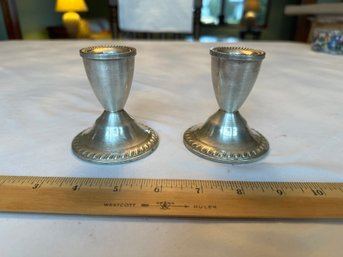 Vintage Set Of 2 Sterling Silver Weighted Candlestick Holder, Signed Duchin Creation