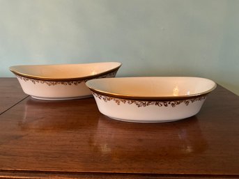 2 X Lenox Eclipse Oval Vegetable Bowl 9 Inch And 10 Inch