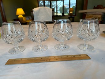 Set Of 4 Waterford Lismore Diamond Brandy Glasses Crystal Stemware