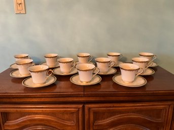 12 Lenox Eclipse Teacups And Saucers - Service For 12