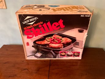 West Bend 12 Inch Electric Skillet Premium Silverstone Nonstick New Old Stock Open Box