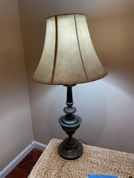 Table Lamp Metal Bronze Colored With Beige Shade 3 Ft High