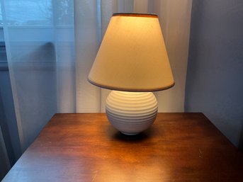 Vintage 80s MSE Ceramic Small Table Lamp, Mid Century Modern, White Ball Base