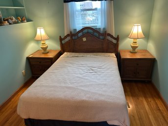 Full-size Bed With Headboard And Two Nightstands Mattress Frame And Boxspring Included