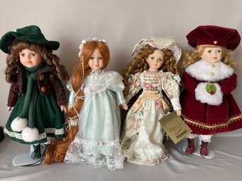 Lot Of 4 16 Inch Tall Collectible Dolls Seymour Mann  Porcelain Dolls