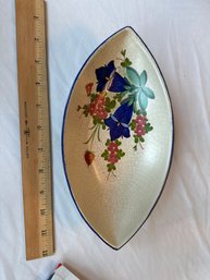 Antique Mannl Keramik Hand Made Painted Relish Bowl