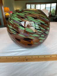 Beautiful Hand Blown Art Glass Vase Ceramic Pottery Holder Glittery