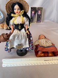 Lot Of 7 Vintage Antique Dolls: Playmate Dutch Girl And Dutch Wooden Shoes, Noble Heritage Marine, Amish