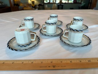 Set Of 6 Vintage Tanaka Japan Demitasse Expresso 2 Oz Cups And Saucers