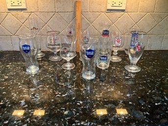 Large Lot Of Vintage Beer Glasses