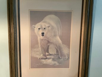 Vintage  J. SHARKEY THOMAS Polar Bear Wall Art Custom Framed And Matted