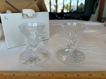 VINTAGE 3.5 Inch Pair Of Rogaska Gallia Crystal Flower Candlesticks Candle Holders