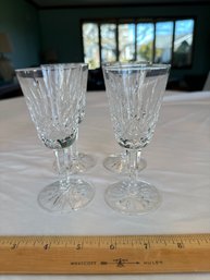 Set Of 4 Waterford Lismore Sherry Glasses Clear Cut Crystal