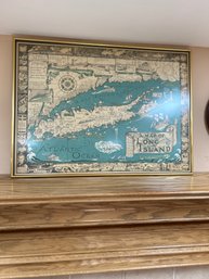 Framed Map Of Long Island 27 Inches By 20 Inches Everyone Should Have One