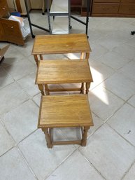 Set Of 3 Vintage Hardwood Nesting Tables