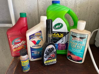 Car Care Lot: Turtlewax Car Wash, BlackTire Cleaner, SAE 5W-30 Oil, Car Wax, Trans Fluid, Ethanol Shield