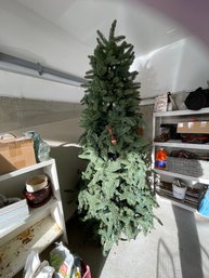 7 Ft Artificial Christmas Tree, Pre-lit White Lights, Full But Narrow Tree