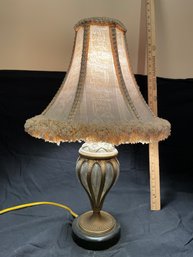 Metal Glass Table  Lamp 22' Needs Finial Top Nut Works Great!