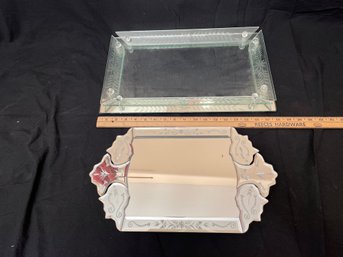 2 Mirrored Trays 16' And 18'
