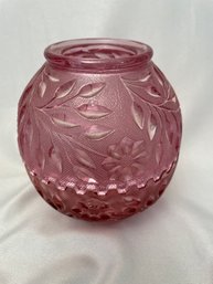 Fenton Art Fireball Fairy Lamp, Inverted Wildflower, Cranberry Pink. Rare Color