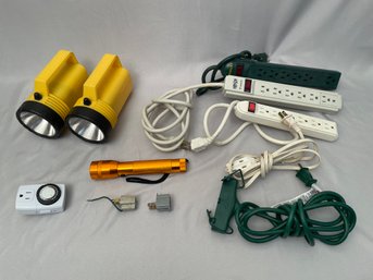 3 Electric Extension Cords 3 Power Strips, 3 Flashlights, 1 Electric Timer