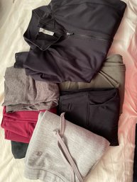 Activewear Lot Of 7: 6 Pairs Of Womens Med Joggers Yoga Pants, Black RBX Running Zip Up Jacket Sheer Panel