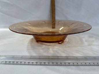 Vintage Fostoria Amber Etched Bowl 12.5 Inch Excellent