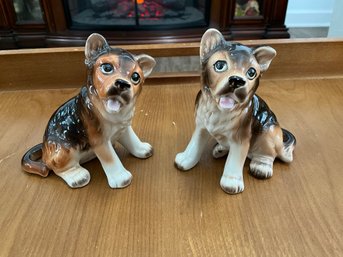 Set Of 2 Vintage Norcrest Sitting Puppy Figurines
