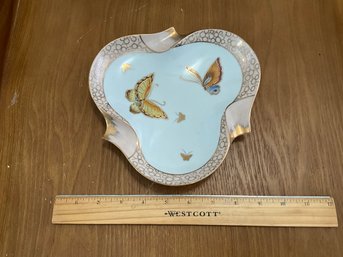 Vintage Large Andrea Ashtray W/ Hand Painted & Gilt Butterflies,