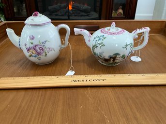2 The Franklin Mint Victoria And Albert Museum Fine Porcelain Tea Pots Mannecy And Hochst