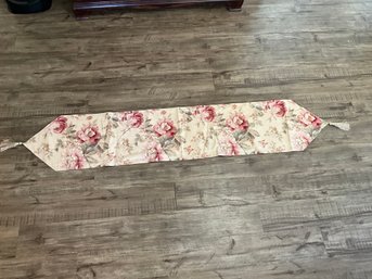 Vintage TABLE RUNNER 'ROSES' Tan- Natural-white-pink