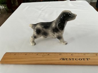 Vintage Black And White, Ceramic Spaniel Dog Figurine