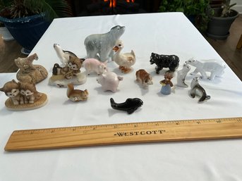 Large Lot Of Porcelain And Ceramic, Vintage And Antique, Miniature Animal Figurines