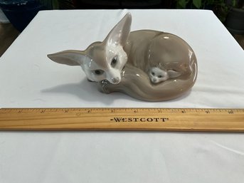 Lladro Figurine, Fox With Cub Puppy
