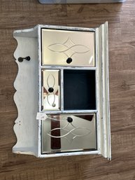 Mirrored Wall Hanging With Drawer And 2 Cabinets Shelf Very Heavy Missing One Bracket On Bottom