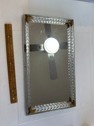 Vintage Glass And Brass Vanity Perfume Tray With Mirrored Bottom