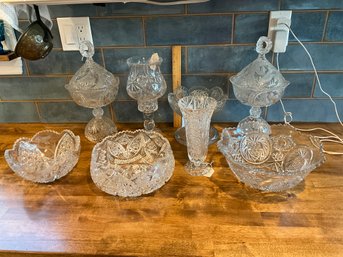 Large Lot Of Vintage Beautiful Cut Crystal And Cut Glass