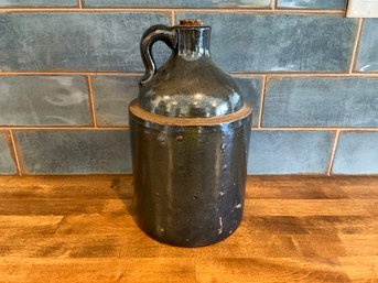 Antique Very Old Salt Glaze Stoneware Crock Whiskey Jug 12 Inch Tall