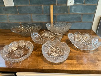 Large Lot Of Cut Crystal Bowls From Antique Store. Great Lot See Photos.
