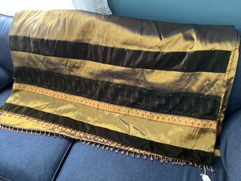 Pretty Beaded Olive Green Decorative  Throw