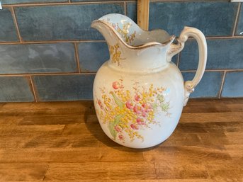 Large Antique Hand Painted Wash Pitcher
