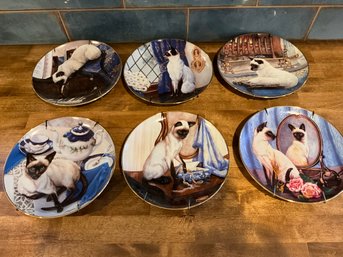 Lot Of 6 The Franklin Mint Siamese  Cat, Limited Edition Collector Plates