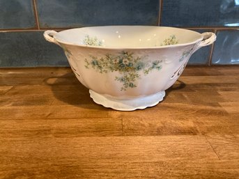 Pretty Antique EPP Co Juniata Canonsburg PA Blue Floral Handled Bowl
