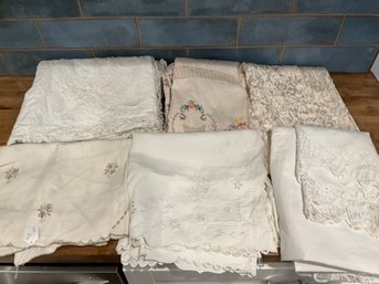 Lot Of 6 Vintage And Antique Table-clothes Antique Store Closeout Wholesale Lot