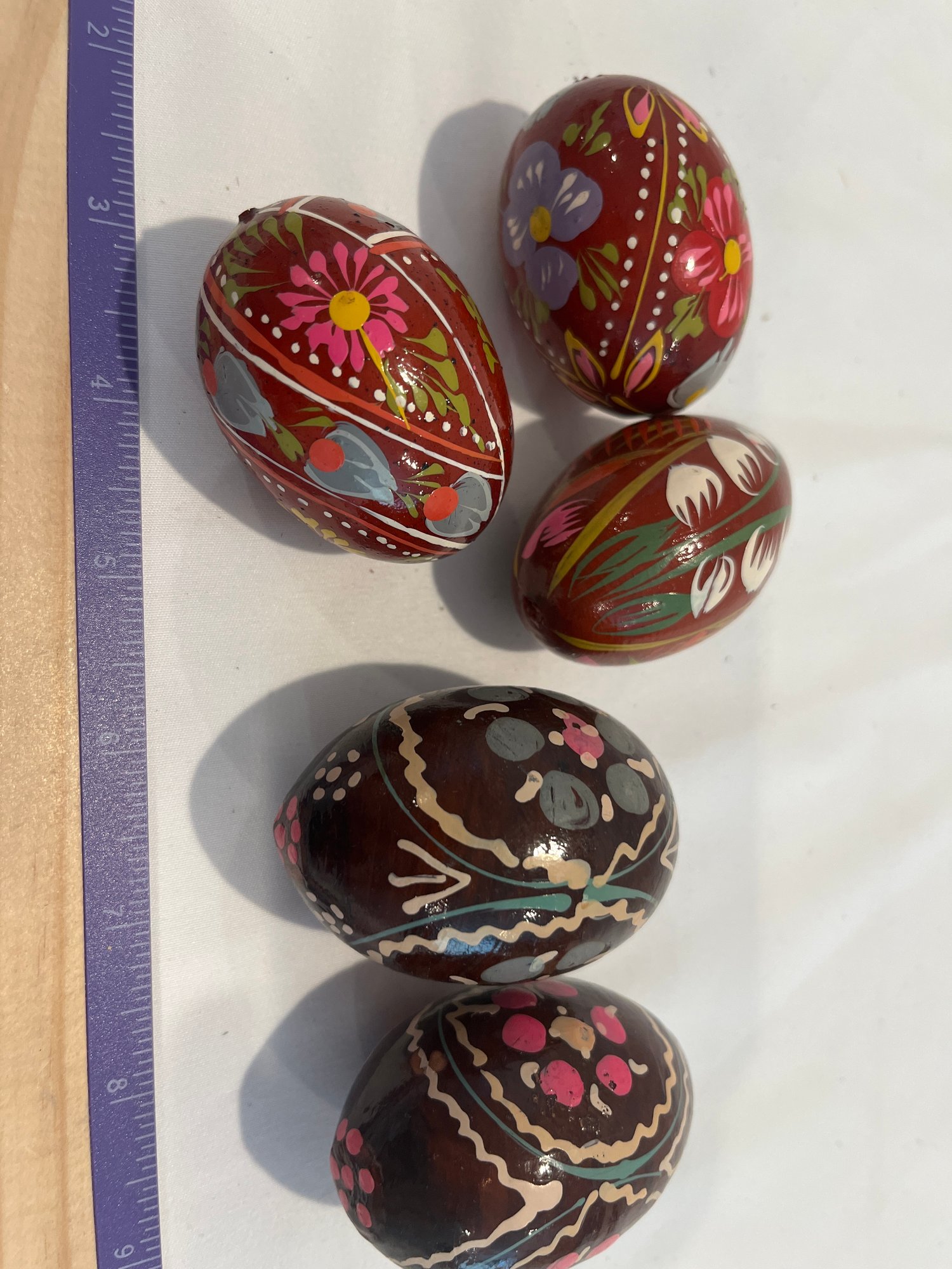 Set Of 5 Hand Painted Polish Wooden Easter Eggs Pisanki 13260