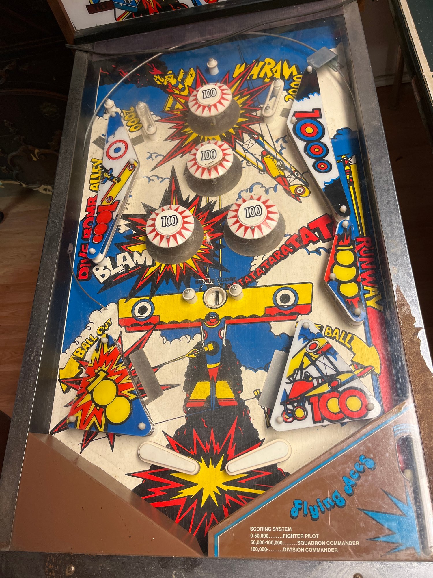 Not Working Vintage 1977 Flying Aces Pinball Machine As Pictured 15978