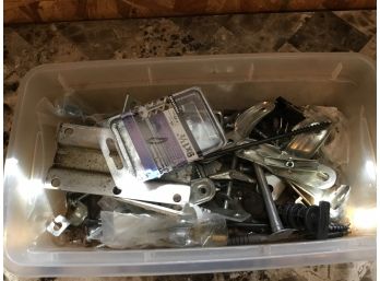 Bin Pf Assorted Brackets Hinges Screws Knobs And More